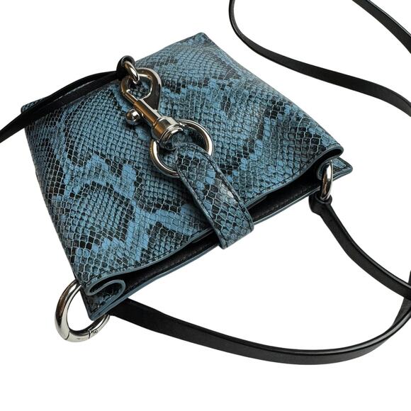 REBECCA MINKOFF Megan Mini Blue Python Leather Feed Bag $248 - Picture 2 of 9